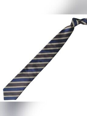 Canali Tie Made in Italy 100% Silk Blue Brown Diagonal  Stripe Power Business